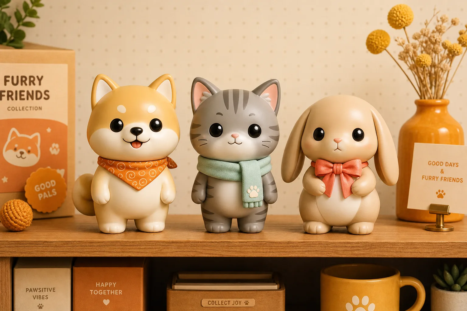 Shelf of collectible pet character stickers
