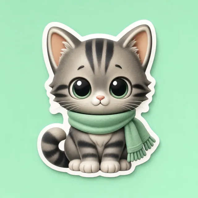 Tabby kitten collectible sticker